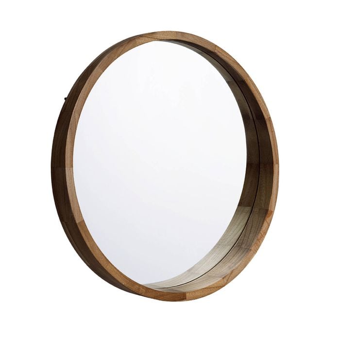 Furb Wooden Wall Mirrors Flat Round Makeup Mirror Bathroom Home Decor 100CM