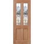 Woodcraft 2040 x 820 x 40mm Entrance Door Cass Chrome Leadlight  Glass TG59