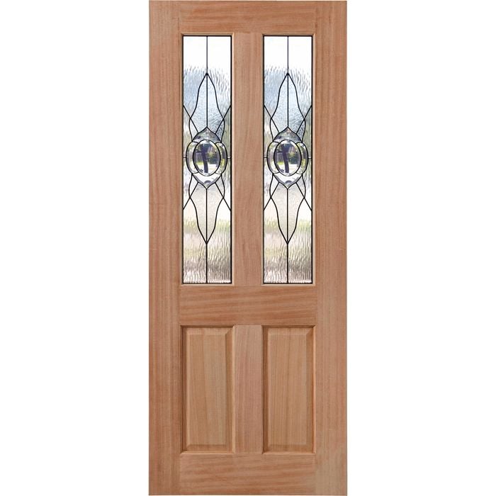 Woodcraft 2040 x 820 x 40mm Entrance Door Cass Chrome Leadlight  Glass TG59