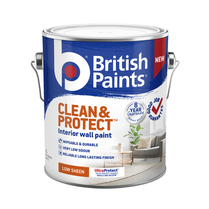 British Paints Clean And Protect White Low Sheen - 2L