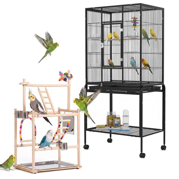 Advwin 140cm Bird Cage + 77cm Bird Playground Playstand Perch Stand