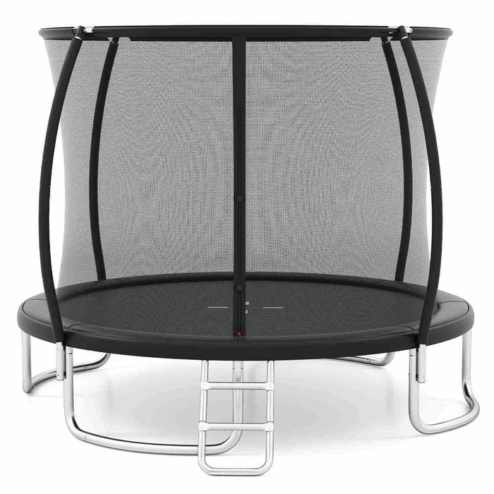 Costway 12FT Outdoor Trampoline Enclosure Net Steel Frame Round Rebounder Black.