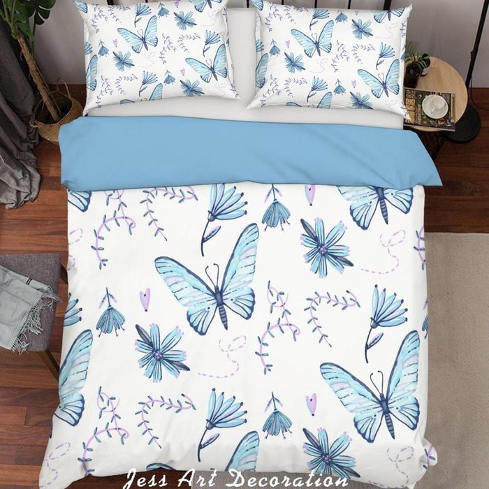 3D Blue Butterfly Quilt Cover Set Bedding Set Pillowcases 58