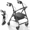Advwin Foldable Rollator Walker Lightweight Mobility Aid 4-Wheels with Seat for Seniors