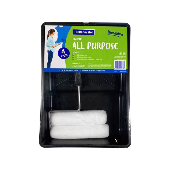 Pro Renovator 160mm Microfibre All Purpose 4 Piece Mini Roller Kit - 160mm