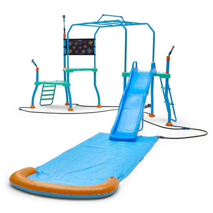 Plum Play AU Water Blaster Course Climbing Frame w/6ft Slide & Sprinklers - Blue
