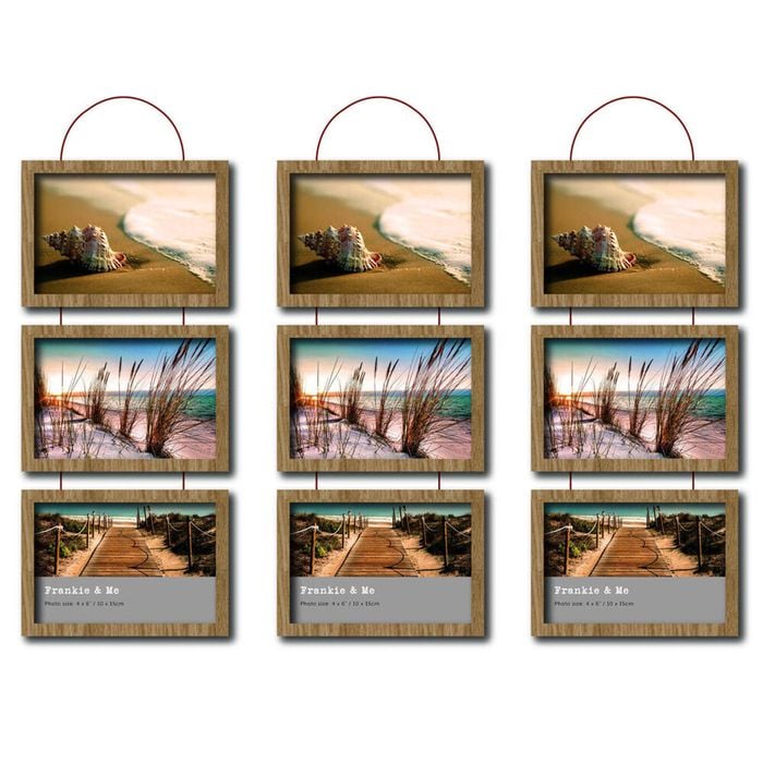 3PK Frankie & Me Wooden Triple Hanging 4x6'' Picture Frame Home/Office Decor Oak