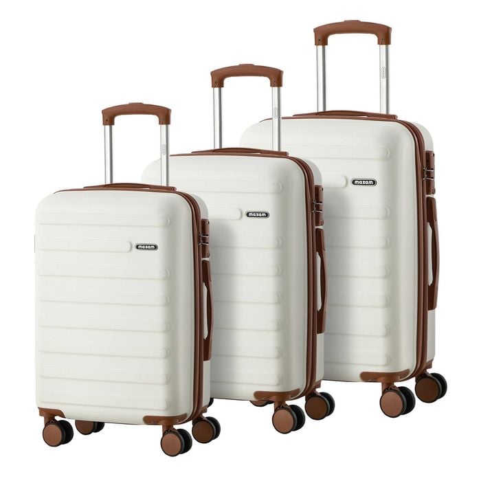Mazam 3PCS Luggage Suitcase Trolley Set Travel TSA Lock Hard Shell Case White