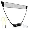 Costway Portable Badminton Net Set All-In-One Badminton Set w/2 Badminton Rackets & 2 Shuttlecocks-Black