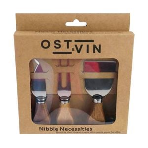 3pc NF Living Acacian Cheese Set 21x17 Knife Dinnerware/Serveware Brown