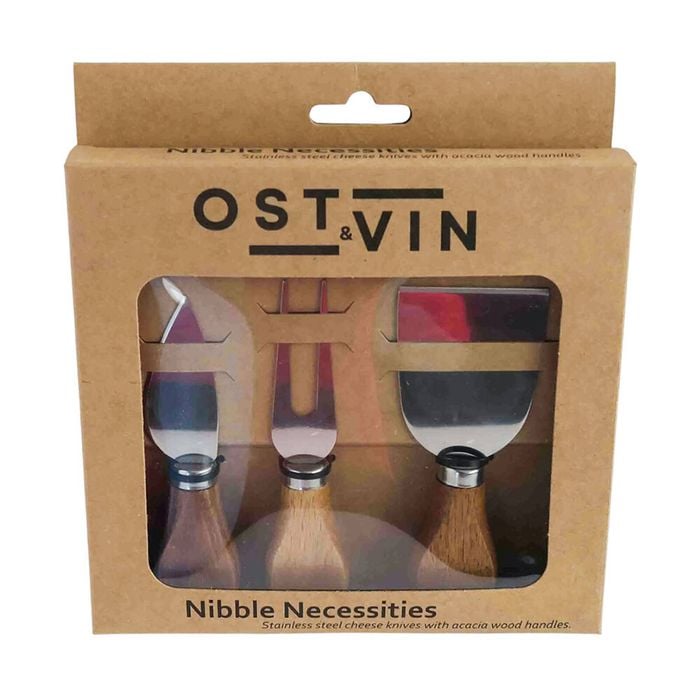 3pc NF Living Acacian Cheese Set 21x17 Knife Dinnerware/Serveware Brown