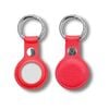 2 Pack MEZON Red PU Leather Protective Case Holder for Apple AirTag with Keychain Ring