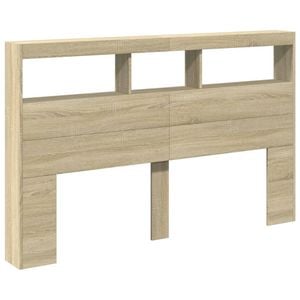 vidaXL Headboard Cabinet with LED Bed Cabinet Header Backboard Sonoma Oak Queen
