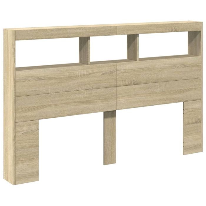 vidaXL Headboard Cabinet with LED Bed Cabinet Header Backboard Sonoma Oak Queen
