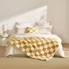 Dreamaker Checkered Plush Throw Blanket Chai & Cream - 180 X 200cm