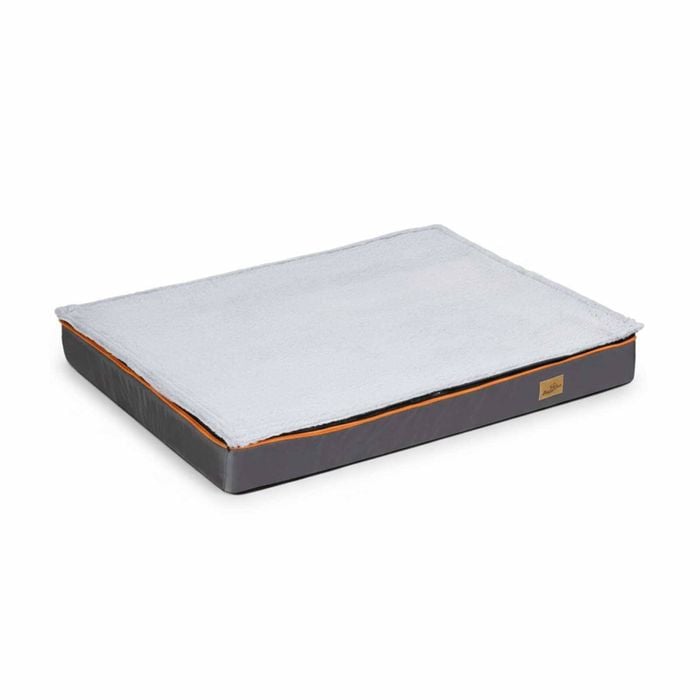 P&P Grey And Orange Extra Large Plush Dog Bed With Waterproof Zipper Cover