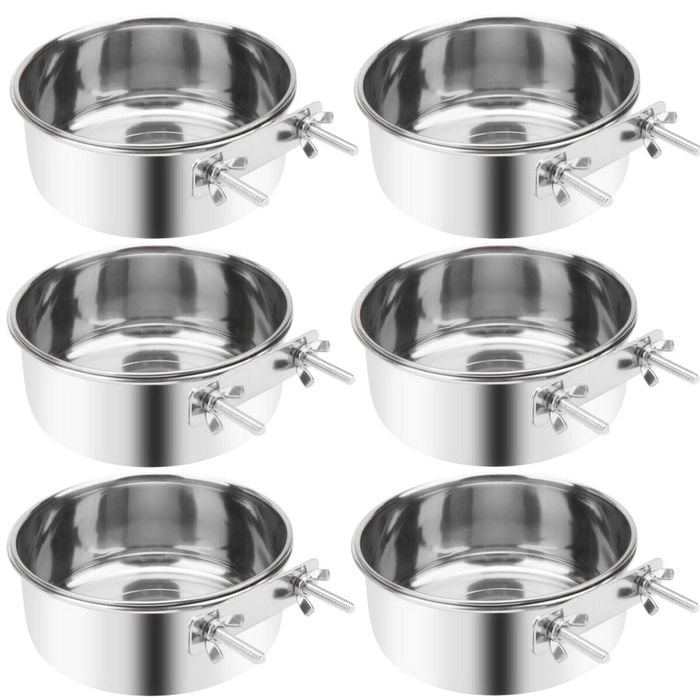 Yes4pets 6 X Xl Pet Rabbit Bird Parrot Dog Cat Water Food Bowl Feeder Coop Cup 18cm Diameter