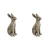 2PK LVD Polyresin Sculpture Sitting Hare Home/Office Decor Champagne Medium