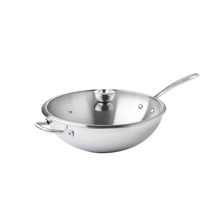 Meyer White Steel Stainless Steel Induction Stirfry With Glass Lid  32cm
