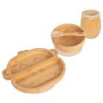 Tiny Dining 4pc Bamboo Monkey Baby Feeding Set with Suction Cup