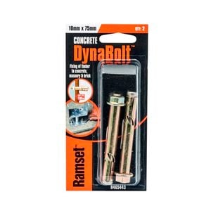 Ramset Dynabolt Hex M10 x 100mm Zinc Passivated 2pk