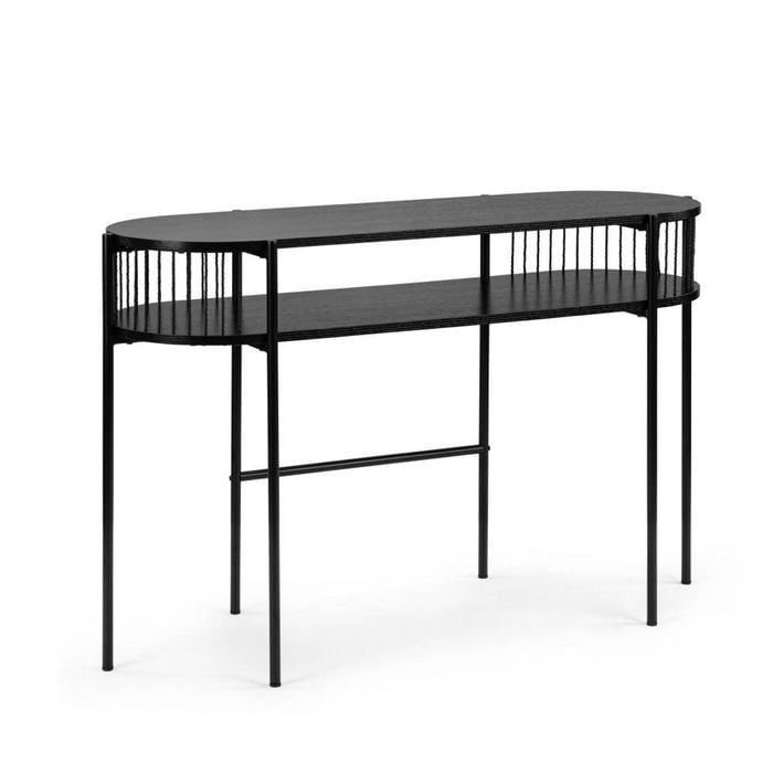 Avayah Console Unit Hallway Table with shelf 124cm Black Woodgrain