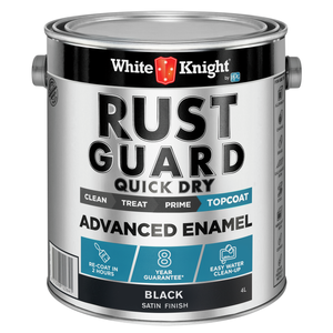 White Knight Rust Guard 4L Black Satin Quick Dry Advanced Enamel Paint