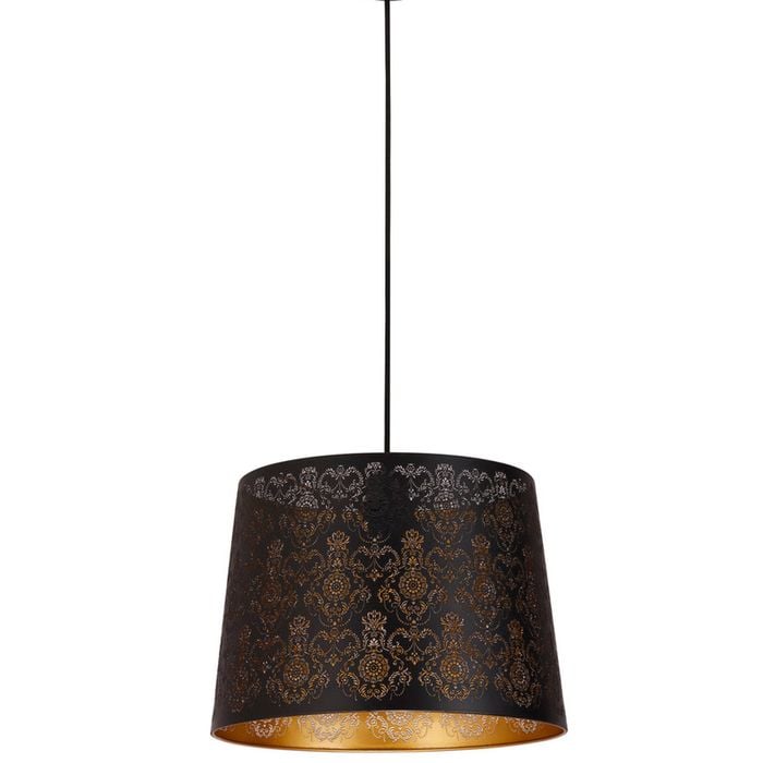 CLA Lighting Penshade Interior Slanted with Fleur Pattern Laser Cut Pendant Light Black
