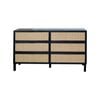 Roomlane Colton Chest of Drawers - Black Mango Wood and Rattan 6 Drawers