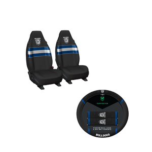 Canterbury Bulldogs Official NRL Seat Cover and Steering Wheel Cover Combo NEW Logo
