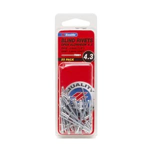 Zenith Blind Rivet Open Alum 1/8"D x 3/16"G  25pk