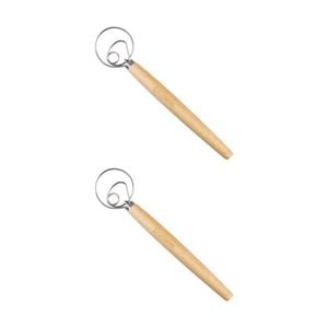 2pk Daily Bake Danish Dough Whisk Stainless Steel Head W/ Wooden Handle