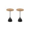 Seek and Ramble Harrison Set Of 2 Round 40cm Side Table Ash Tray Top & Metal Pedestal Black Base Bundle