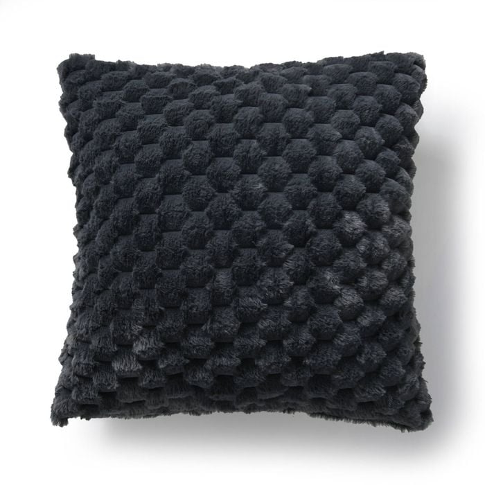 Dreamaker Emmett Textured Faux Fur Cushion Charcoal 50x50cm