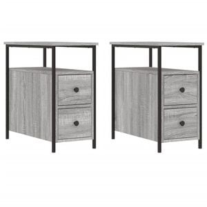 vidaXL Bedside Tables Nightstand Side Cabinet 2 pcs Grey Sonoma
