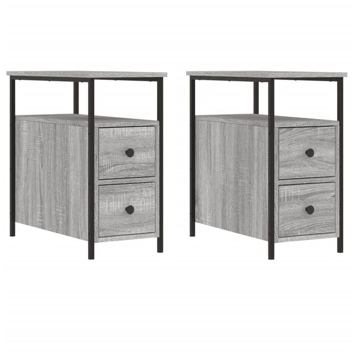 vidaXL Bedside Tables Nightstand Side Cabinet 2 pcs Grey Sonoma