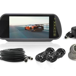 Elinz 7" Rearview Mirror Monitor Caravan 2 Reversing Camera 4PIN System Kit CCD - 7.0" | Wired Transmission | 4PIN System