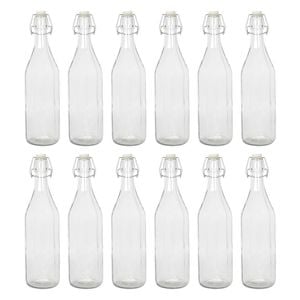 Argon Tableware Glass Bottles with Swing Top - 1.1 Litre - Pack of 12