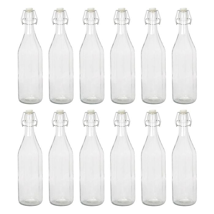 Argon Tableware Glass Bottles with Swing Top - 1.1 Litre - Pack of 12