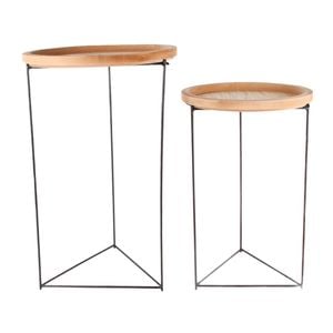 2pc Maine & Crawford Ardano 57x35cm Wood/Metal Side Table - Black