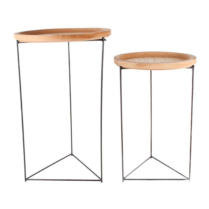 2pc Maine & Crawford Ardano 57x35cm Wood/Metal Side Table - Black