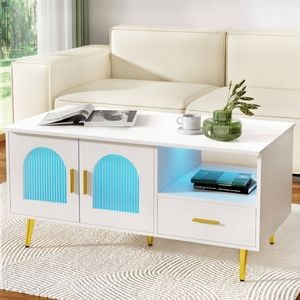 Artiss 115cm Coffee Table White LED
