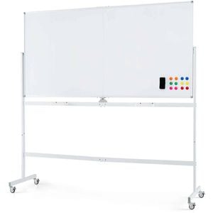 Costway Rolling Whiteboard 180x90cm Double-sided Eraser 6marker White