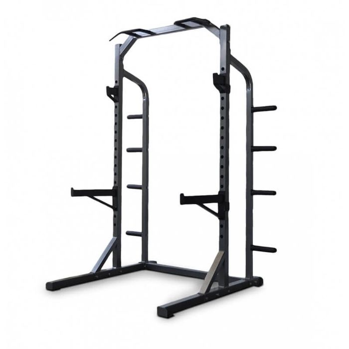 Heavy Duty Half Rack Squat Bench Press Pull Up Station Cage With Weight Plates Storage