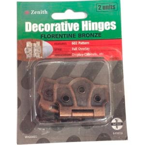 Zenith Decorative Hinges 602 Pattern Florentine Bronze 2pk