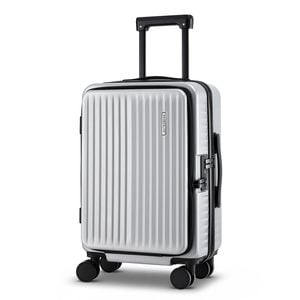 Wanderlite 20" Luggage Suitcase Front Pocket Travel Carry On Dual Tsa Silver
