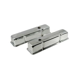 Tall Chromed Steel Small Block Chev Rocker Covers, No Logo