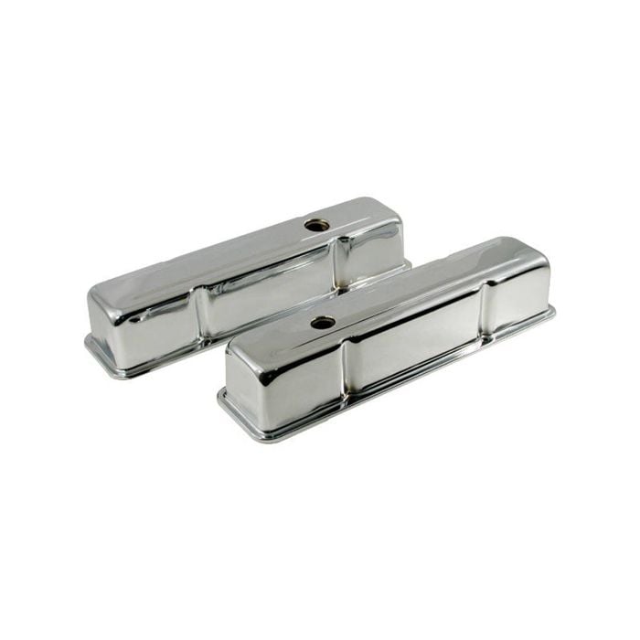 Tall Chromed Steel Small Block Chev Rocker Covers, No Logo