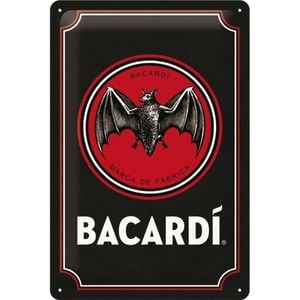 Nostalgic Art Bacardi Logo 20x30cm Medium Metal Tin Sign - Black