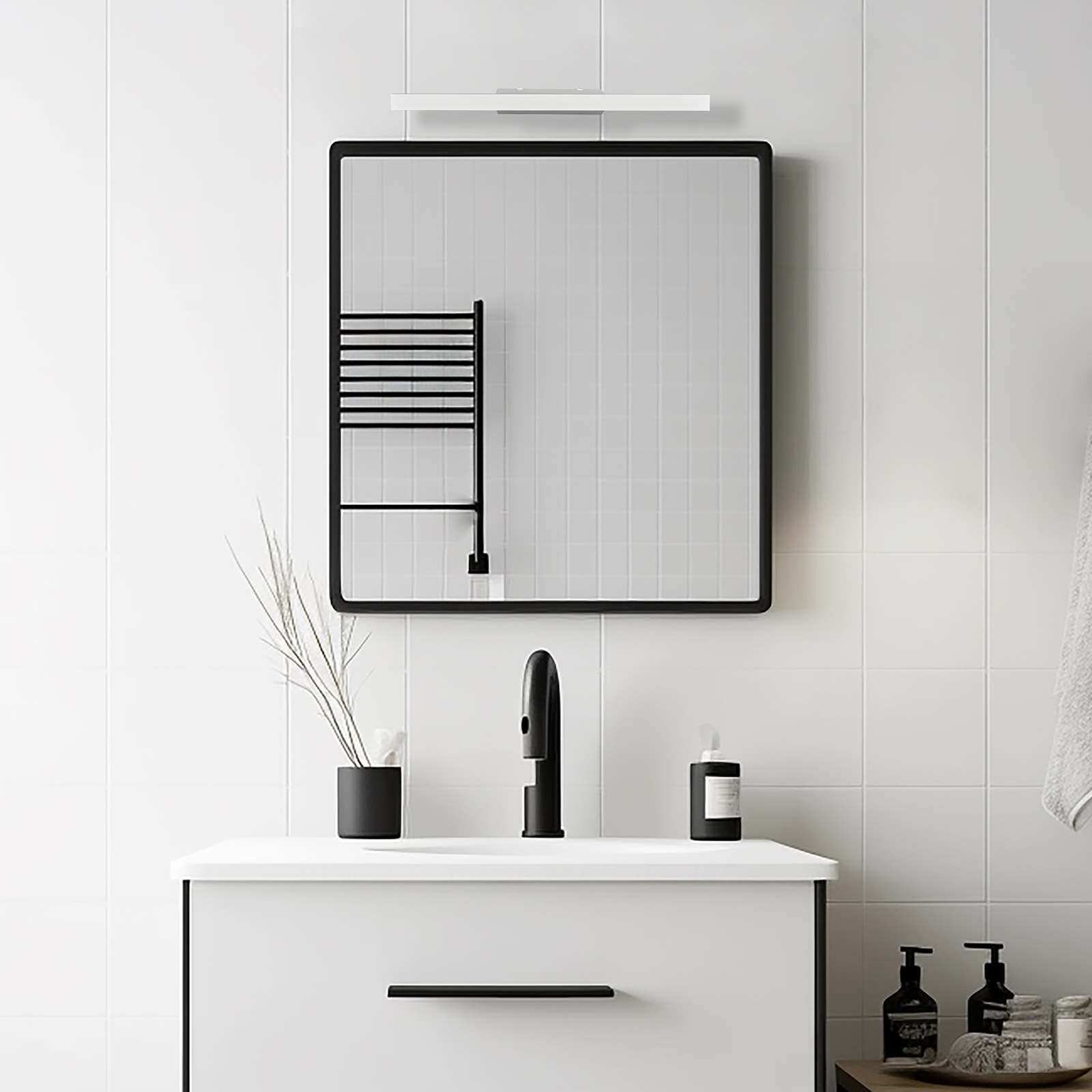 Brilliant 40cm Contemporary White Kaji LED Vanity Light Bunnings Australia